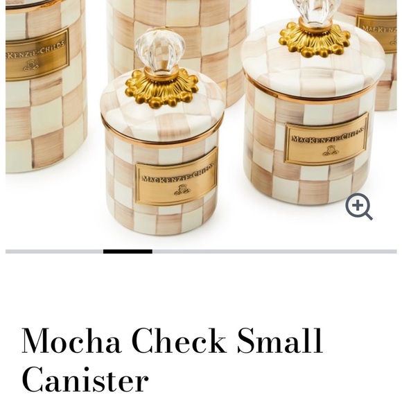 McKenzie-Childs Capiz Tile Canister- Cream & Gold - Picture 5 of 6